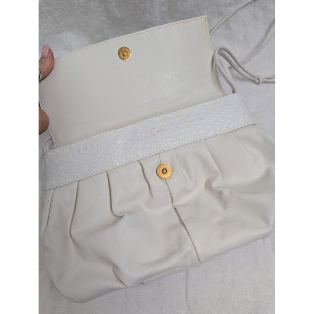 2 bags by Sylvia Cee vintage 1980s floral purse, white peach pink 44" strap P6 - Picture 4 of 12